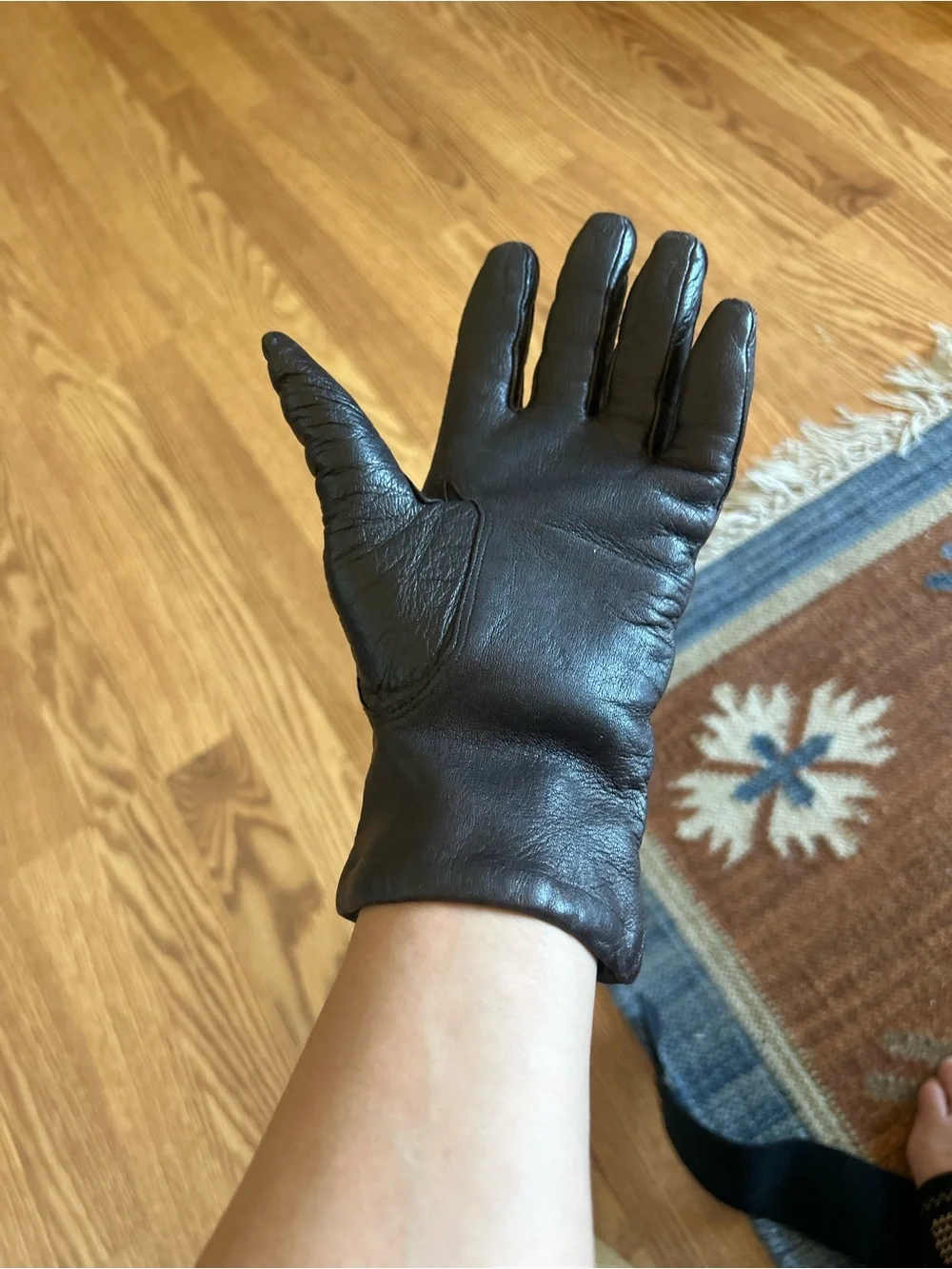 Women's VTG Dark Brown 10% real genuine Leather Gloves by FOWNES vintage 7.5